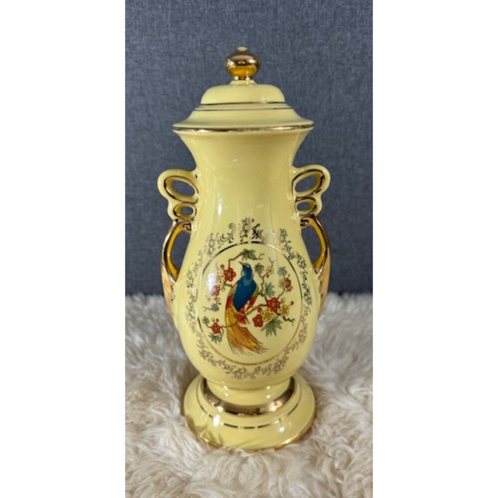 Vintage Rare Porcelain Urn Bird of Paradise